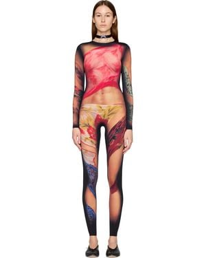 Marine Serre Recycled Draped Statue Jersey Catsuit - Red