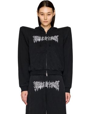 Vetements Cradle Of Filth Logo Extreme Shoulder Zip-Up Hoodie - Black