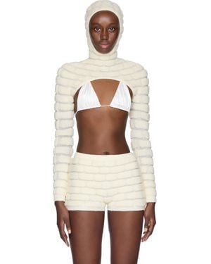 Isa Boulder Brick Long Sleeve Bolero Top - Natural