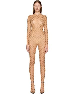 Marine Serre Couture Recycled Moon Strass Jersey Catsuit - Natural
