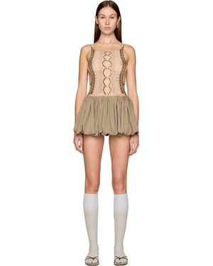 Rui Ripple Combo Bubble Mini Dress - Natural