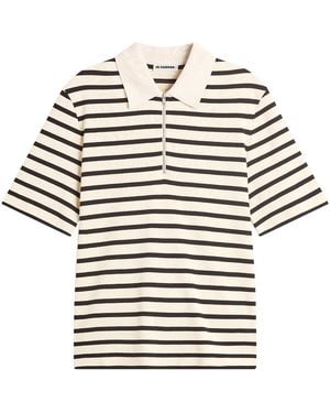 Jil Sander Stripe Short Sleeve Polo - Black