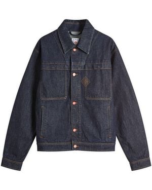 CASABLANCA Embroidered Monogram Denim Jacket - Blue