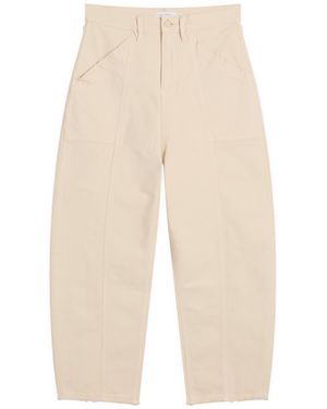 GOOD AMERICAN Cropped Barrel Trousers - Natural
