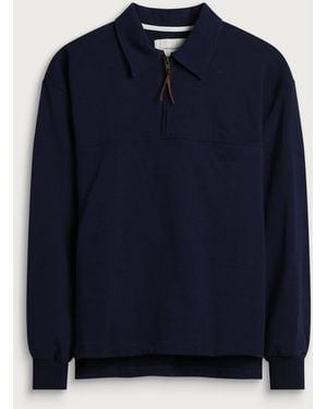 Cafe Mountain Quarter Zip Heavy Sweatshirt - Blue