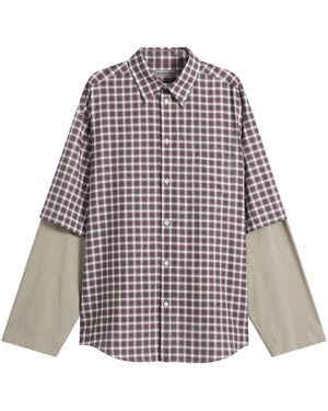 Balenciaga Check Poplin Double Layer Shirt - Multicolour