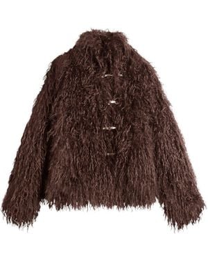 Peachy Den Patti Faux Fur Coat - Brown