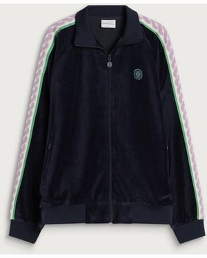 Drole de Monsieur Velvet Zip Jacket - Blue