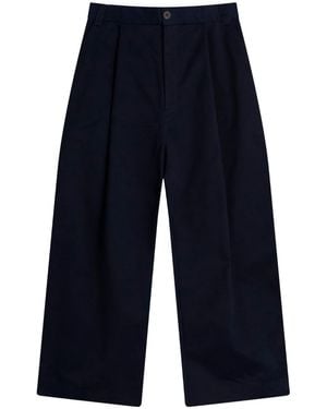 Studio Nicholson Sorte Peached Cotton Pleat Volume Pant - Blue