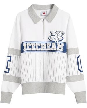 ICECREAM Ic Cubs Collared Quarter Zip - White