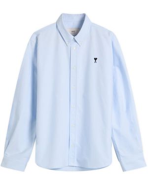 Ami Paris Cotton Oxford Classic Shirt - Blue