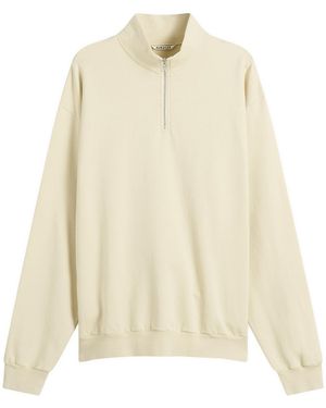 AURALEE High Gauge Sweat Half Zip Jumper - Natural