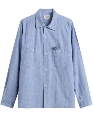 Unlikely Dry Goods Open Collar Chambray Shirt - Blue