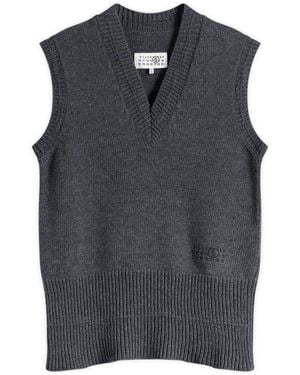 MM6 by Maison Margiela V-Neck Knitted Vest - Blue