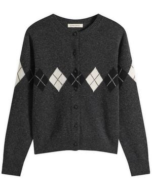 NOTHING WRITTEN Heritage Argyle Knit Cardigan - Black