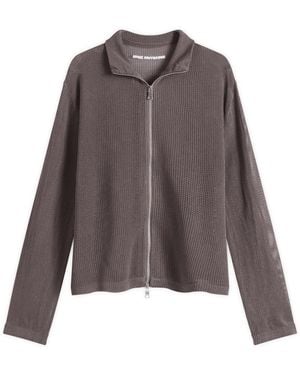 MKI Miyuki-Zoku Linen Loose Knit Track Jacket - Brown