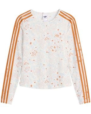 adidas Mesh Long Sleeve Floral Top - Multicolor
