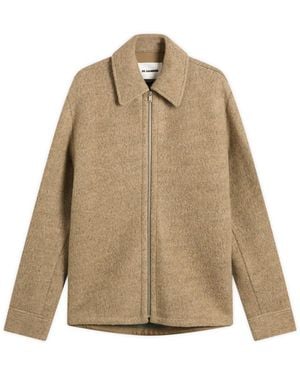 Jil Sander Felted Wool Melange Zip Up - Natural