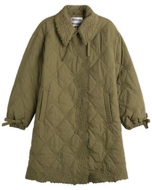 Damson Madder Avery Quilted Coat Jacket - Green