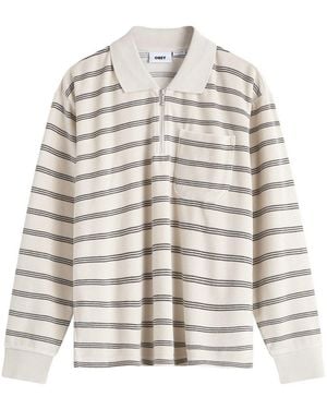 Obey Laurel Stripe Polo Top - Gray