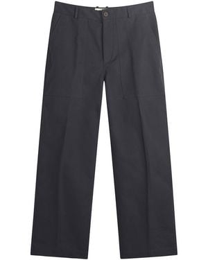 Studio Nicholson Balos Cotton Wide Leg Trouser - Blue