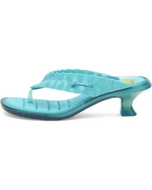 Melissa X Ganni Thong Kitten Heel Sandals - Blue