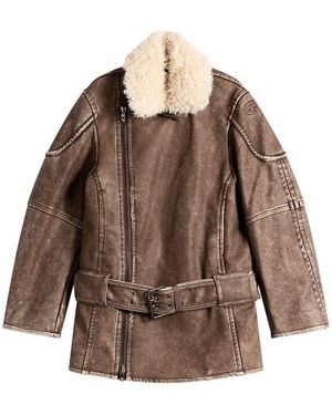 DIESEL G-Eyser Faux Shearling Coat - Brown