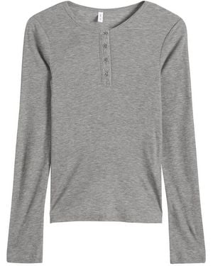 Samsøe & Samsøe Sadodo Long Sleeve Henley Top - Grey