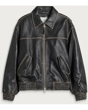 DUNST Refined Leather Blouson Jacket - Black