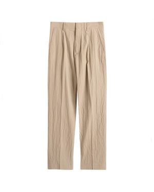 NN07 Bill Pleated Seersucker Trousers - Natural