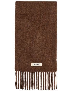 Jacquemus Mohair Alpaca Grosgrain Logo Scarf - Brown