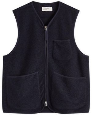 Universal Works Wool Fleece Zip Gilet - Blue