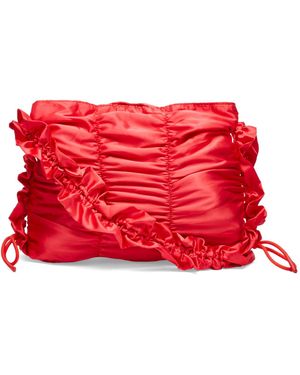 Damson Madder Ruched Satin Bag - Red