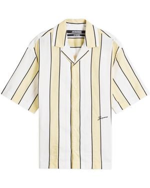 Jacquemus Stripe Cotton Short Sleeve Shirt - Metallic