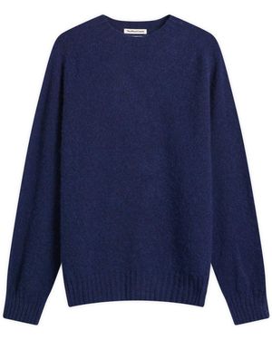 YMC Suedehead Crew Neck Jumper - Blue
