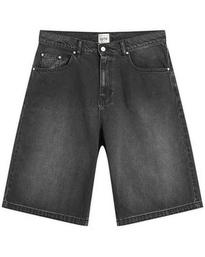 Arte' Round Pocket Denim Shorts - Grey