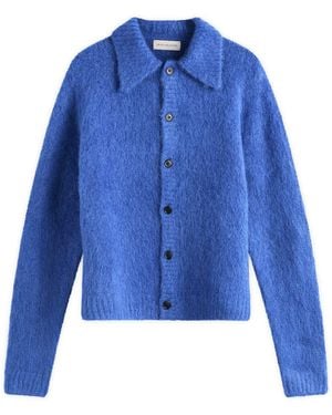 Dries Van Noten Alpaca Wool Knitted Polo - Blue