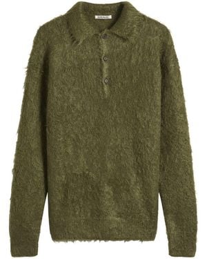 AURALEE Super Kid Mohair Polo - Green