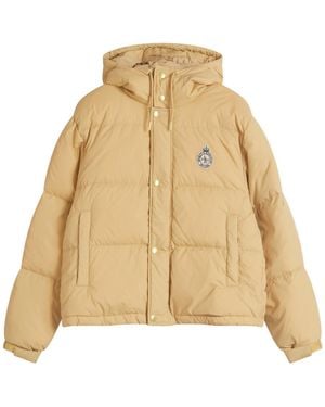Sporty & Rich Crown Logo Hooded Puffer Jacket - Natural