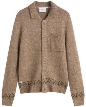 Percival Novel Collared Wool Cardigan - Brown