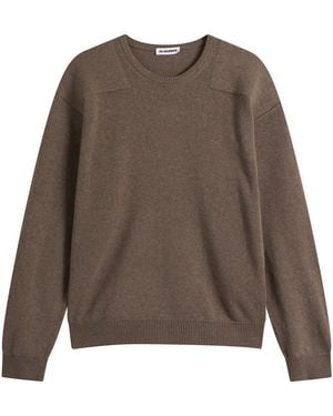 Jil Sander Wool Sweater With Padded Detail - Brown