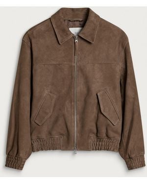 DUNST Refined Suede Blouson Jacket - Brown