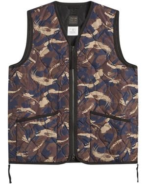Taion Military V-Neck Zip Down Vest - Grey