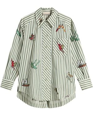 ALÉMAIS Bisou Embroidered Long Sleeve Shirt - Green