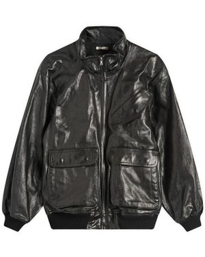 AURALEE Lamb Leather Zip Blouson - Black