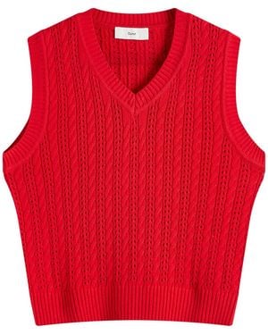 DUNST Crochet Knit Vest - Red