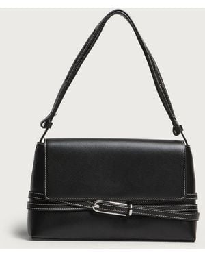 Liffner Belted Grained Leather Shoulder Bag - Black