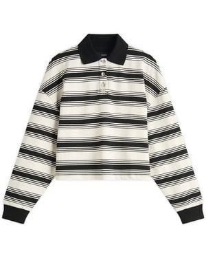 Amiri Ma Stripe Oversized Polo Top - Grey