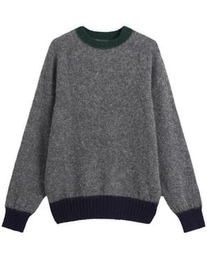 Howlin' Howlin' Captain Harry Contrast Trim Jumper - Grey