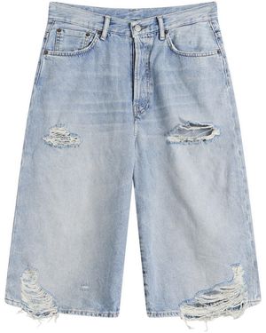 Acne Studios Judda Ripped Denim Shorts - Blue